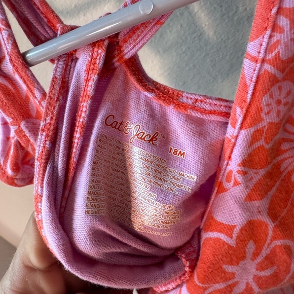 Cat & Jack Toddler Floral Romper - pink and orange, size 18M - Picture 4 of 4